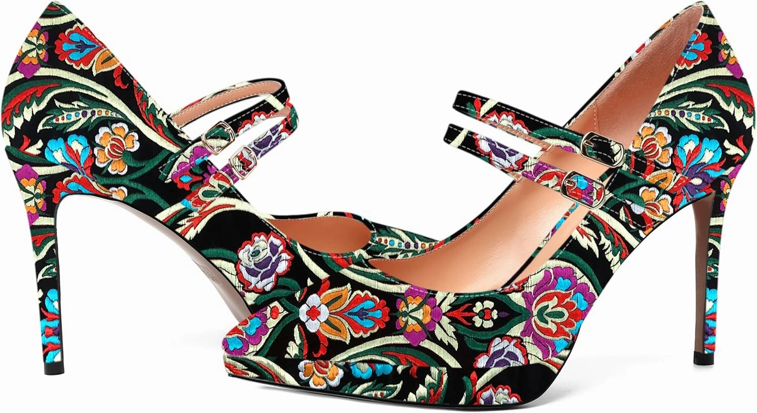SHOWFOREST Womens Dress Patent Pointed Toe Adjustable Strap Wedding Buckle Stiletto High Heel Pumps Shoes 4 Inch