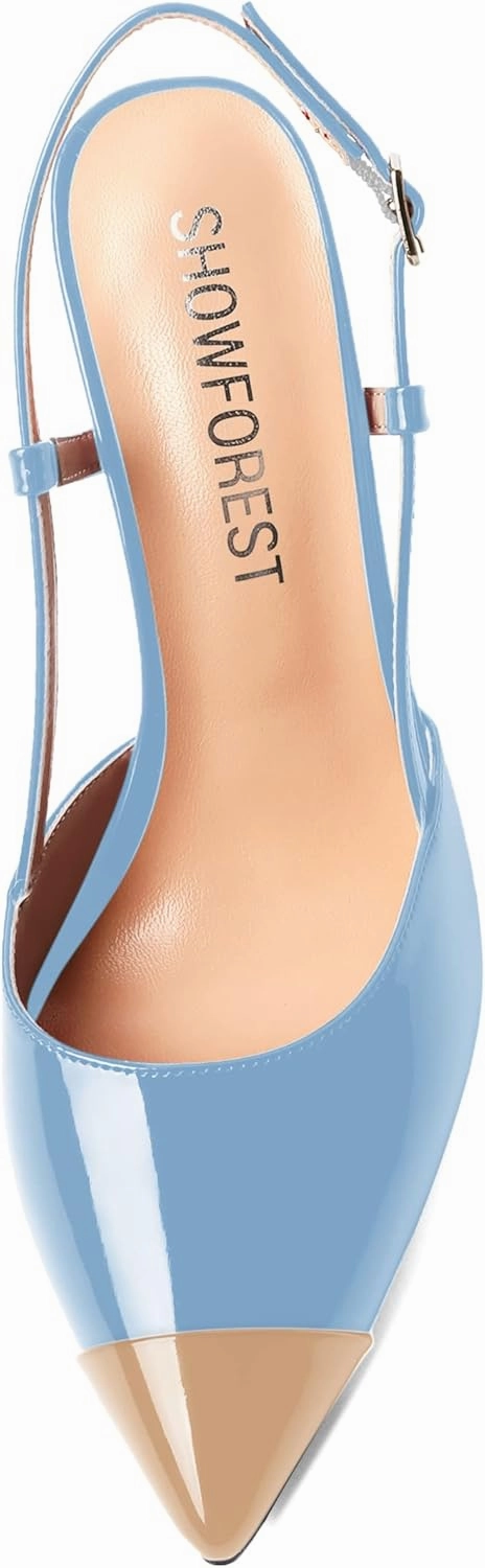 SHOWFOREST Womens Pointed Toe Sexy Buckle Patent Adjustable Strap Evening Stiletto High Heel Pumps Shoes 4 Inch