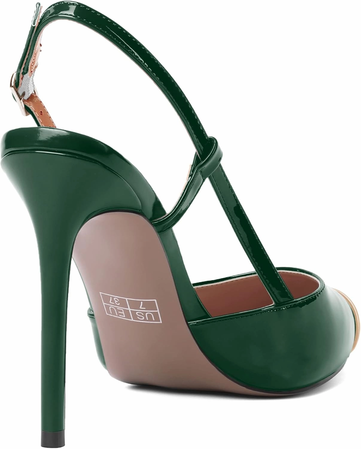 SHOWFOREST Womens Pointed Toe Sexy Buckle Patent Adjustable Strap Evening Stiletto High Heel Pumps Shoes 4 Inch