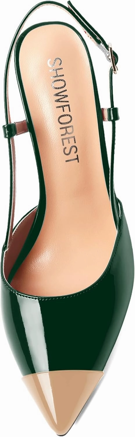SHOWFOREST Womens Pointed Toe Sexy Buckle Patent Adjustable Strap Evening Stiletto High Heel Pumps Shoes 4 Inch