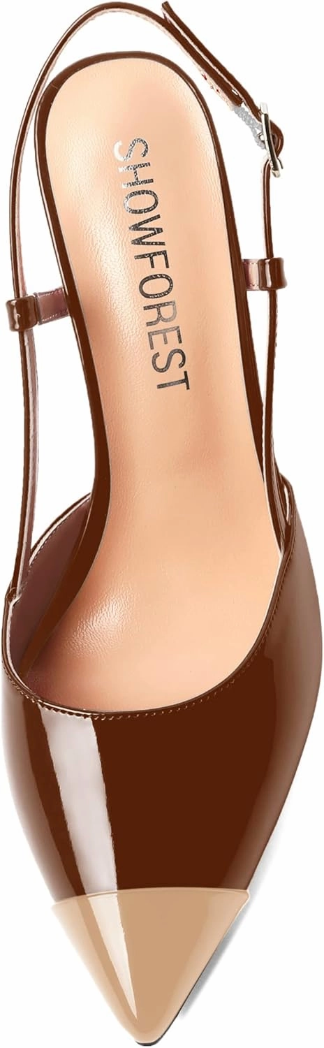 SHOWFOREST Womens Pointed Toe Sexy Buckle Patent Adjustable Strap Evening Stiletto High Heel Pumps Shoes 4 Inch
