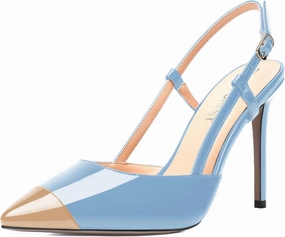 SHOWFOREST Womens Pointed Toe Sexy Buckle Patent Adjustable Strap Evening Stiletto High Heel Pumps Shoes 4 Inch