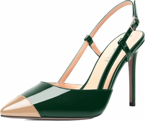 SHOWFOREST Womens Pointed Toe Sexy Buckle Patent Adjustable Strap Evening Stiletto High Heel Pumps Shoes 4 Inch