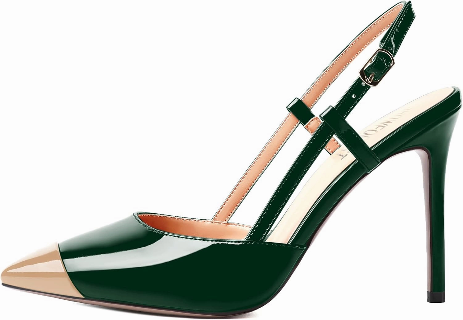 SHOWFOREST Womens Pointed Toe Sexy Buckle Patent Adjustable Strap Evening Stiletto High Heel Pumps Shoes 4 Inch