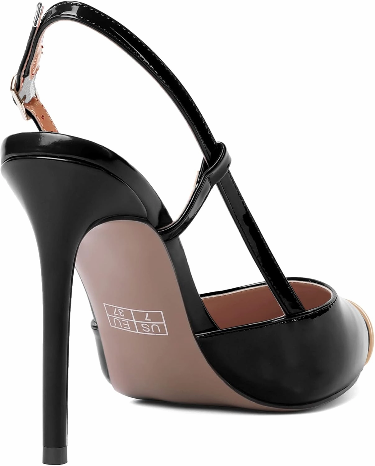 SHOWFOREST Womens Pointed Toe Sexy Buckle Patent Adjustable Strap Evening Stiletto High Heel Pumps Shoes 4 Inch