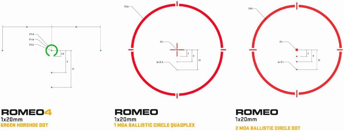 SIG SAUER Romeo4H 1x20 mm Waterproof Strong Graphite Aircraft-Grade CNC Aluminum Closed Red Dot Sight, 0.5 MOA Green Horse Shoe Ballistic Dot (SOR43013)