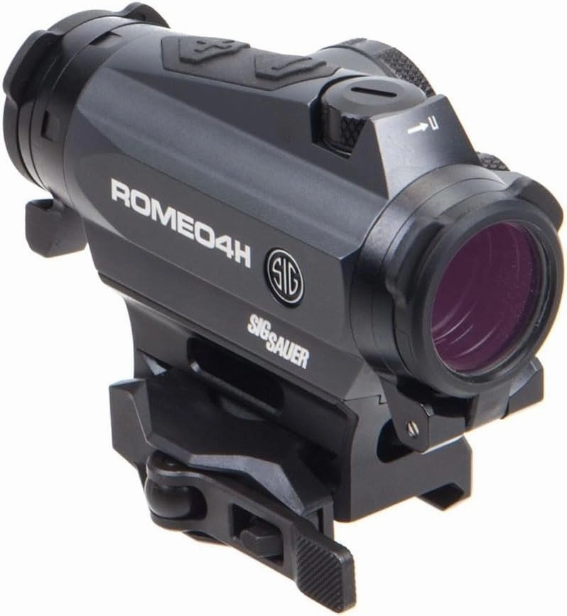 SIG SAUER Romeo4H 1x20 mm Waterproof Strong Graphite Aircraft-Grade CNC Aluminum Closed Red Dot Sight, 0.5 MOA Green Horse Shoe Ballistic Dot (SOR43013)
