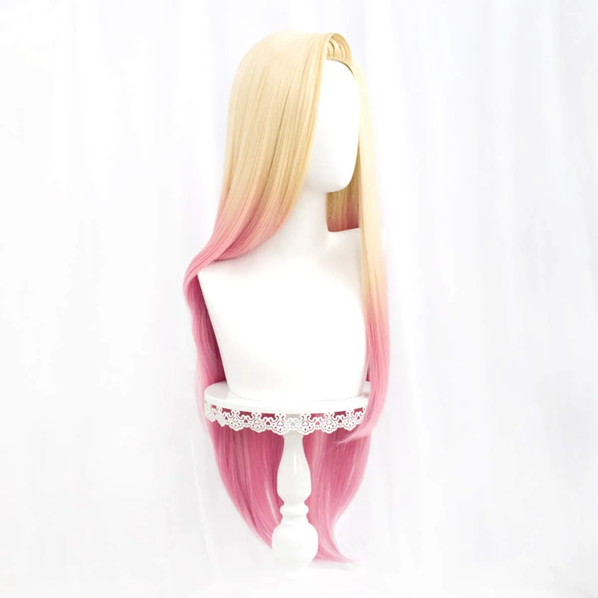 SL Ombre Pink Cosplay Wigs Women Long Straight Cute Sweet Hair Wig for Halloween Party Daily with Cap - 33''