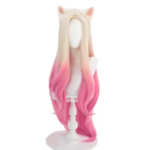 SL Ombre Pink Cosplay Wigs Women Long Straight Cute Sweet Hair Wig for Halloween Party Daily with Cap - 33''