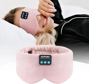 Sleep Mask Bluetooth Headphones Soft Wireless Headband Eye Mask Blackout with Microphone (Pink)