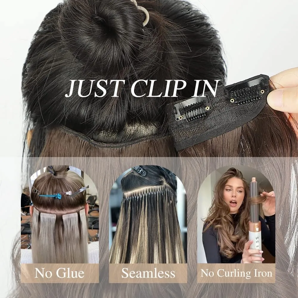 Smartinnov Clip in Hair Extensions Real Human Hair Jet Black 3/4 Full Head Clip Hair with 5 Secure Clips 16Inch One Piece V Shape Hairpiece Clip on Hair Extensions 80G for Women with Thinning Hair