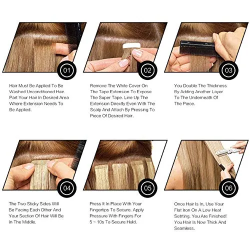Smartinnov Wavy Tape in Hair Extensions #60 Platinum Human Hair Glue in Extensions Seamless Skin Weft Remy Hair Extensions White Blonde Soft Silky Body Wave 18inches 40g 20pcs/pack