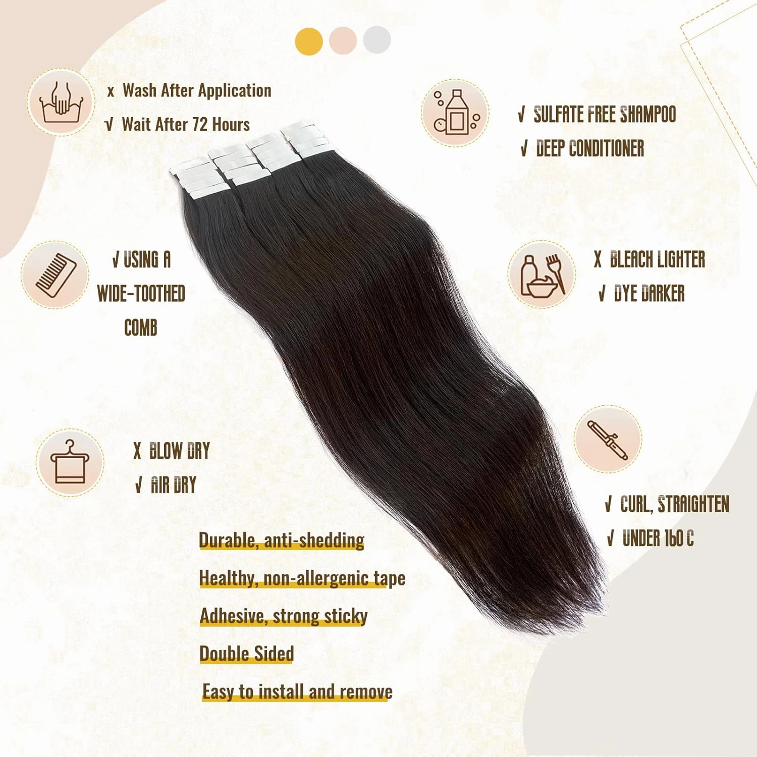 Smavida 50g Tape in Hair Extensions #2 Dark Brown Real Human Hair Extensions 12Inch Tape in Soft Straight Skin Weft Natural Hair Extensions for Women