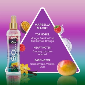 So...? Marbella Magic Body Mist - Fruity Floral Spray for Women With Mango, Vanilla, Musk Notes - Perfume Gift - 6.9 oz (Pack of 2)