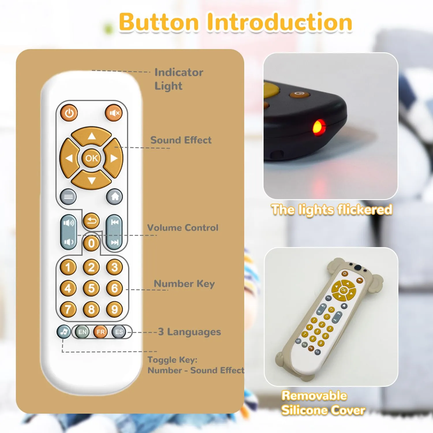 Soft Silicone Musical Teething Toys for Toddlers, Babies, Boys, Girls, 6-12 Months Baby Remote Control Shape Molar Teether Chew Toys Set Gift (Koala)