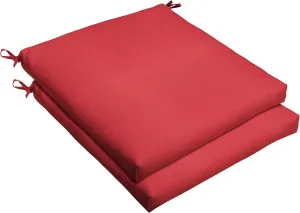Sorra Home Sunbrella Bristol Square Chair Cushion (Set of 2) - Fade & Water Resistant, Outdoor & Indoor Patio Seat Cushion with Plush Foam - Dupione Crimson (19" x 19" x 2.5")