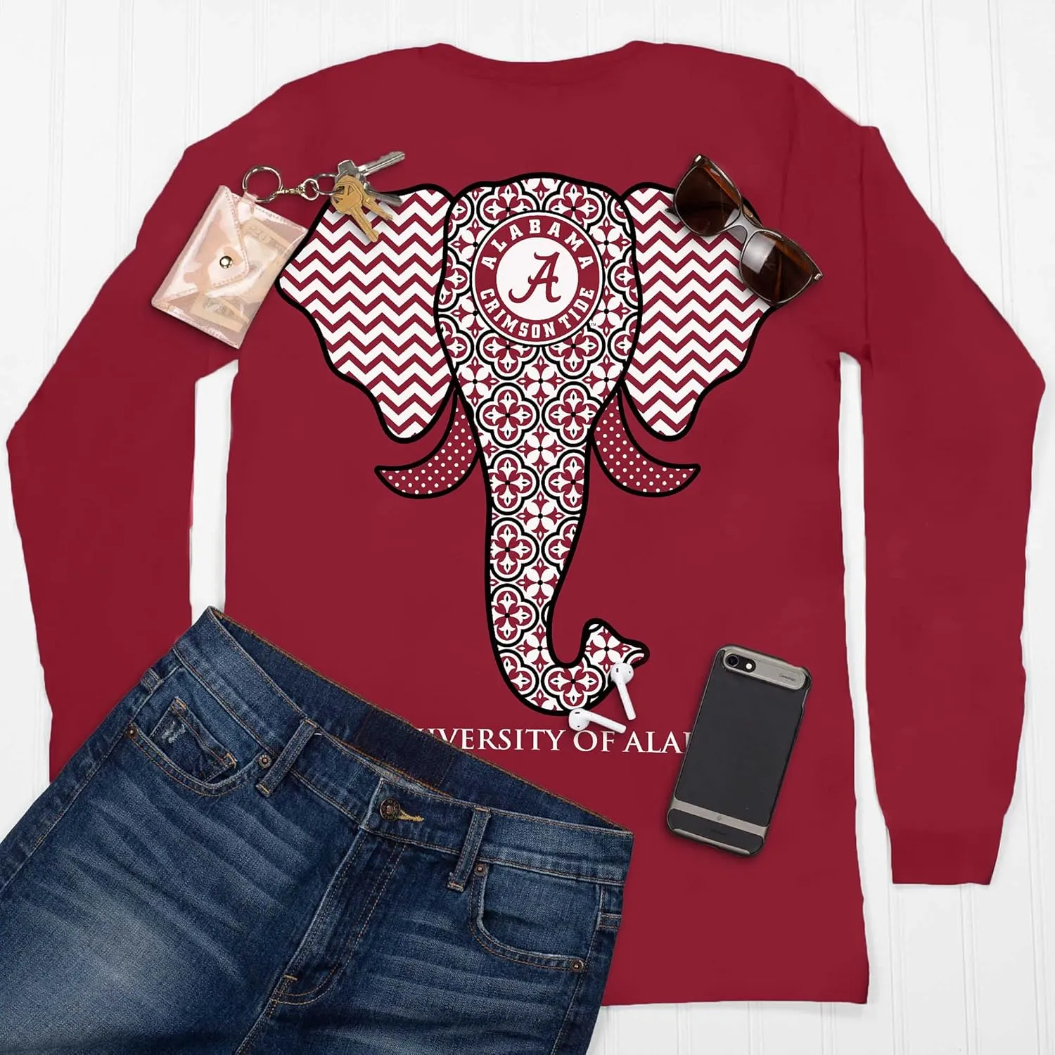 Southern Couture Alabama Crimson Tide Elephant Women's Classic Fit Long Sleeve T-Shirt