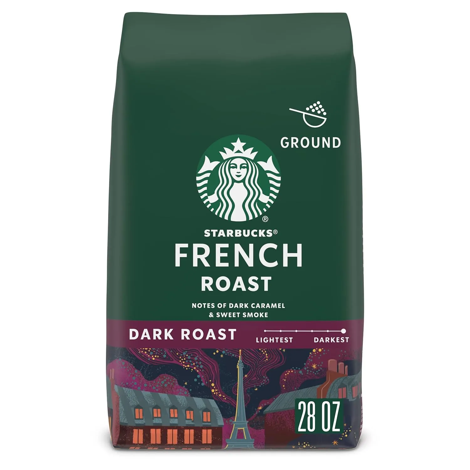 Starbucks Ground Coffee, Dark Roast Coffee, French Roast, 100% Arabica, 1 bag (28 oz)