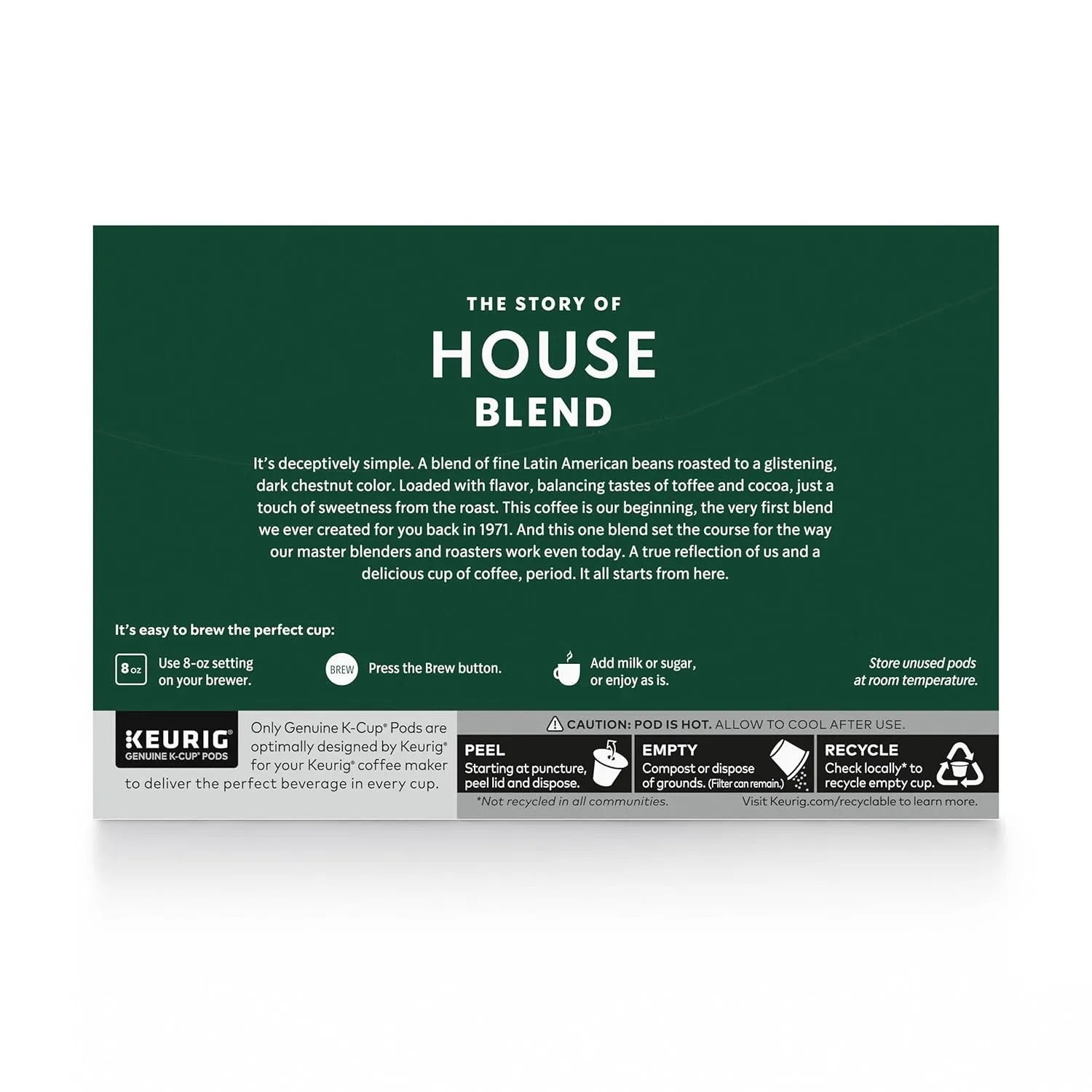 Starbucks K-Cup Coffee Pods, Medium Roast, House Blend for Keurig Coffee Makers, 100% Arabica, 1 Box (75 Pods)