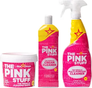 Stardrops The Pink Stuff Miracle Cleaning Bundle – Multi-Purpose Paste, Spray & Cream Cleaner (3-Pack) – Tough on Stains, Gentle on Surfaces