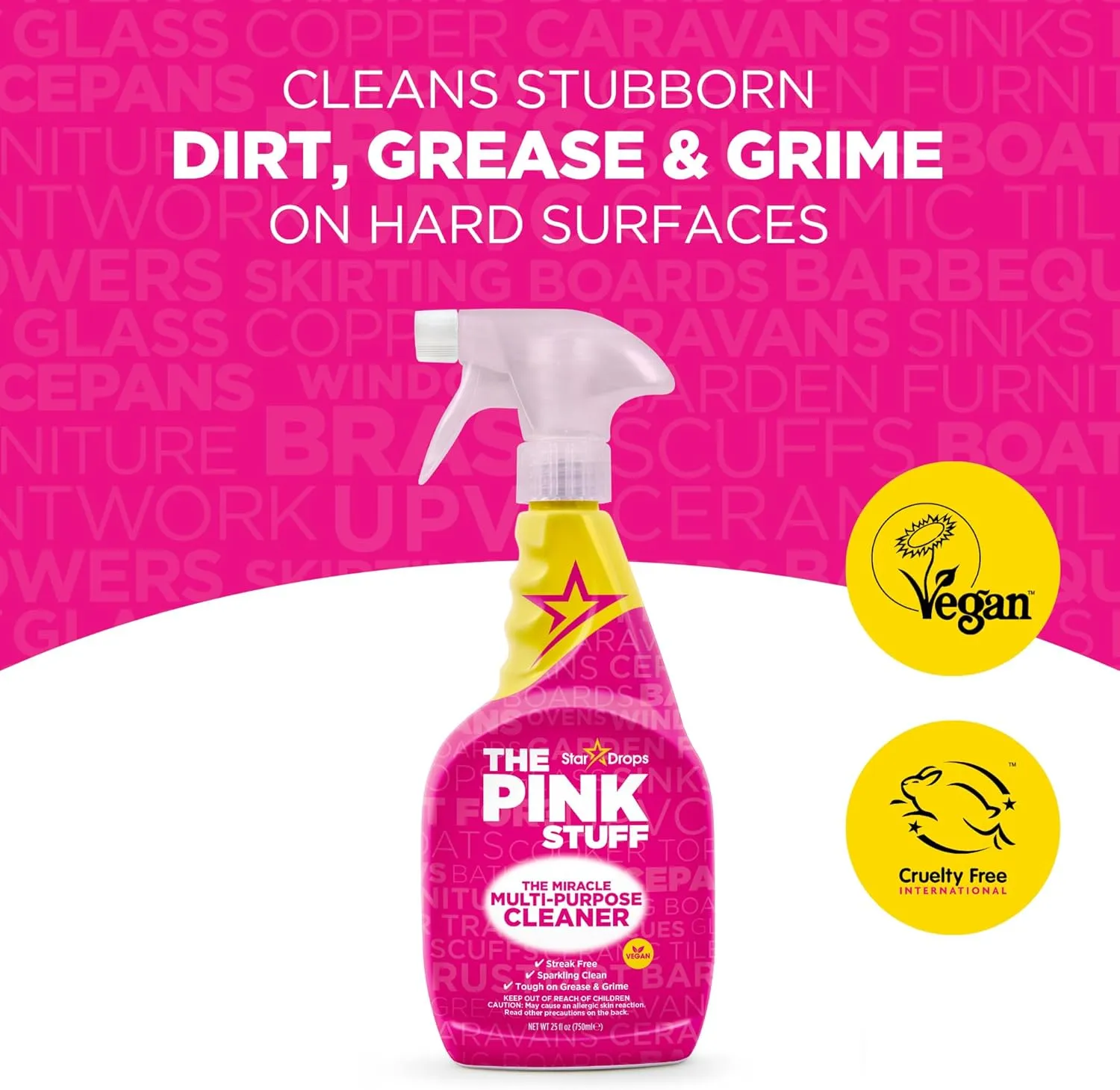 Stardrops - The Pink Stuff - The Miracle Multi-Purpose Cleaning Spray 750ml 3-Pack Bundle (3 Multi-Purpose Spray)