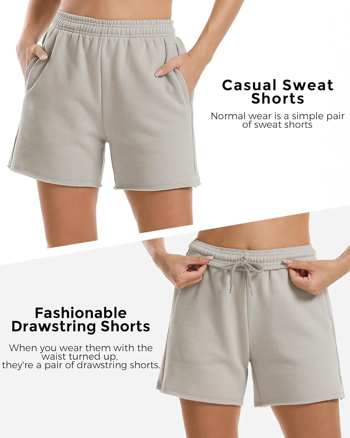 Stelle Women's Sweat Shorts Casual Drawstring Shorts Comfy Cotton High Waisted Workout Lounge Shorts with Pockets