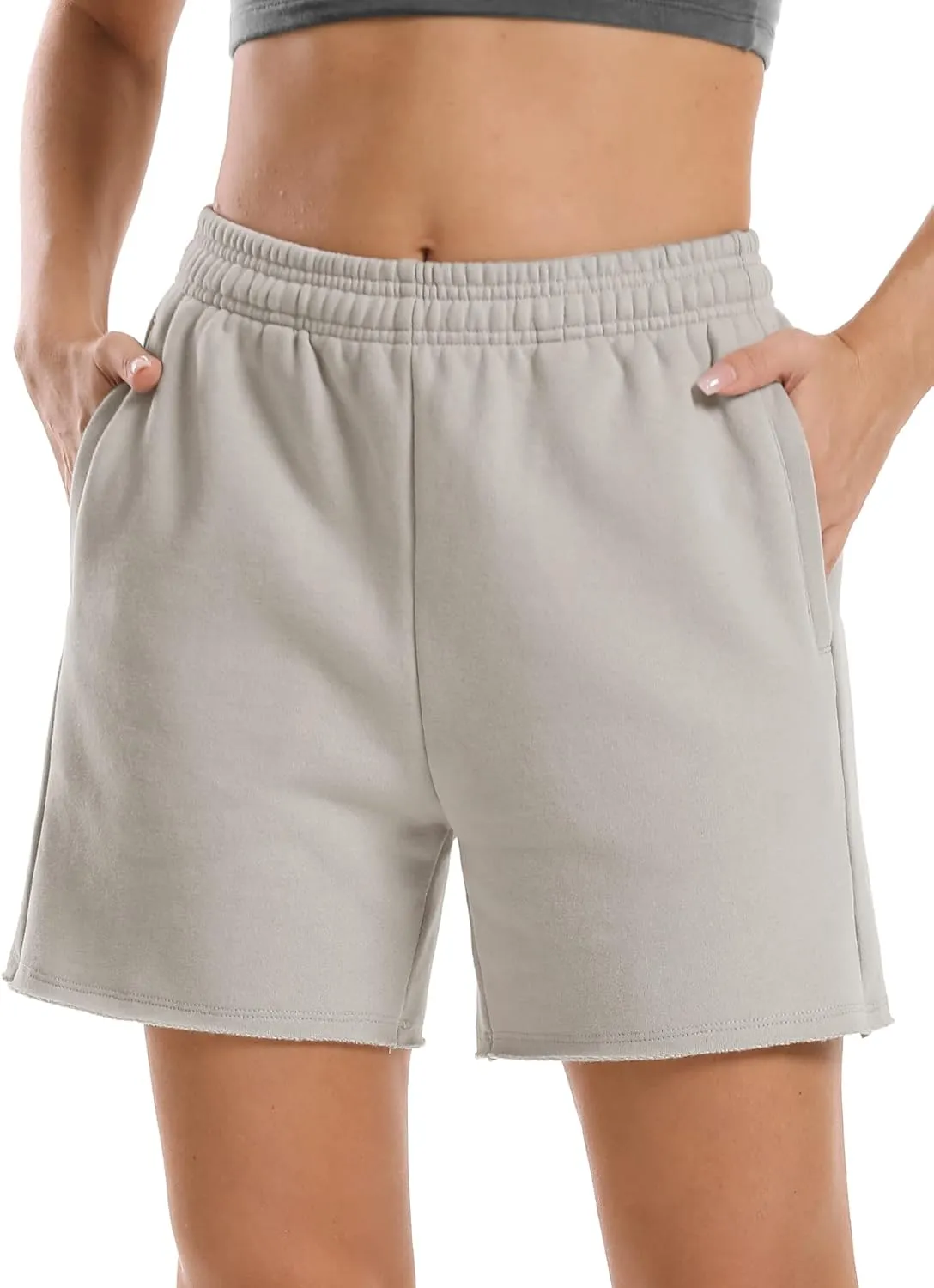 Stelle Women's Sweat Shorts Casual Drawstring Shorts Comfy Cotton High Waisted Workout Lounge Shorts with Pockets