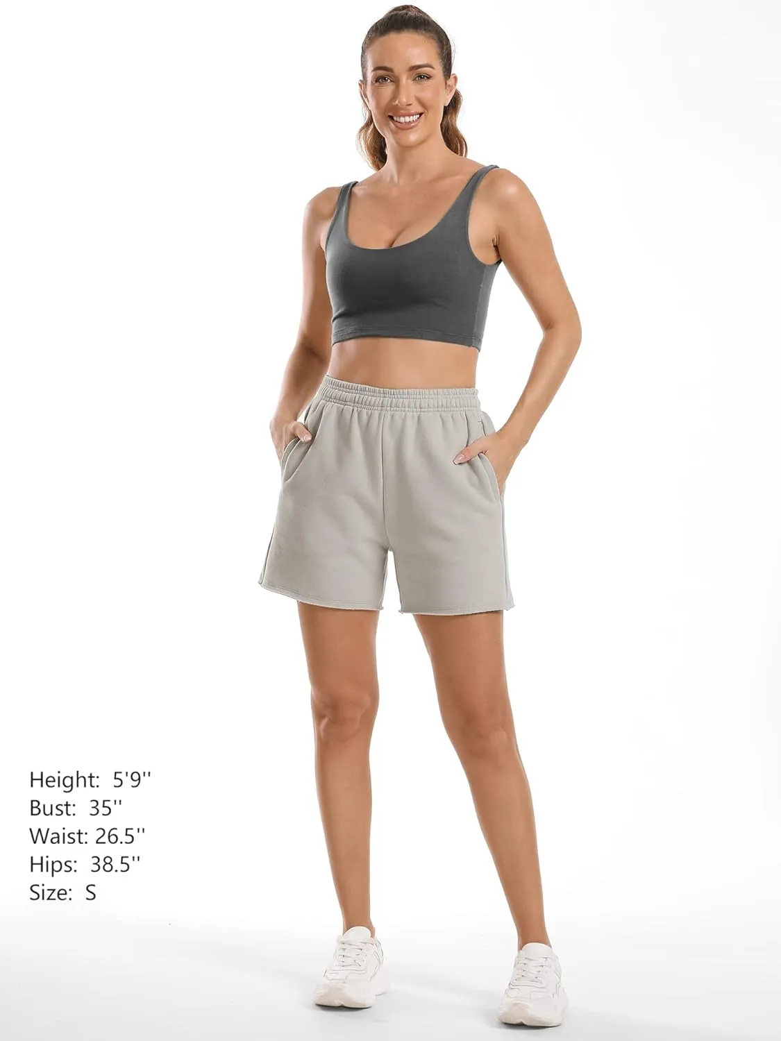 Stelle Women's Sweat Shorts Casual Drawstring Shorts Comfy Cotton High Waisted Workout Lounge Shorts with Pockets