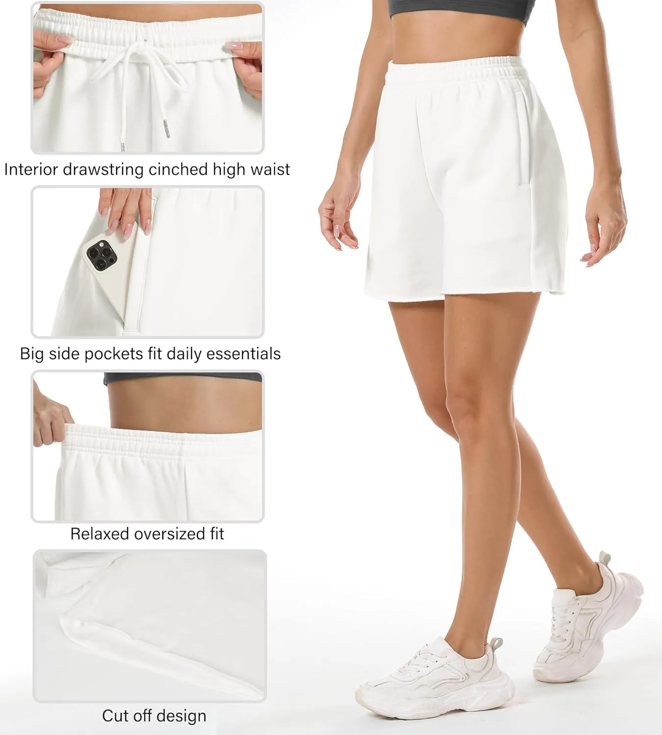 Stelle Women's Sweat Shorts Casual Drawstring Shorts Comfy Cotton High Waisted Workout Lounge Shorts with Pockets