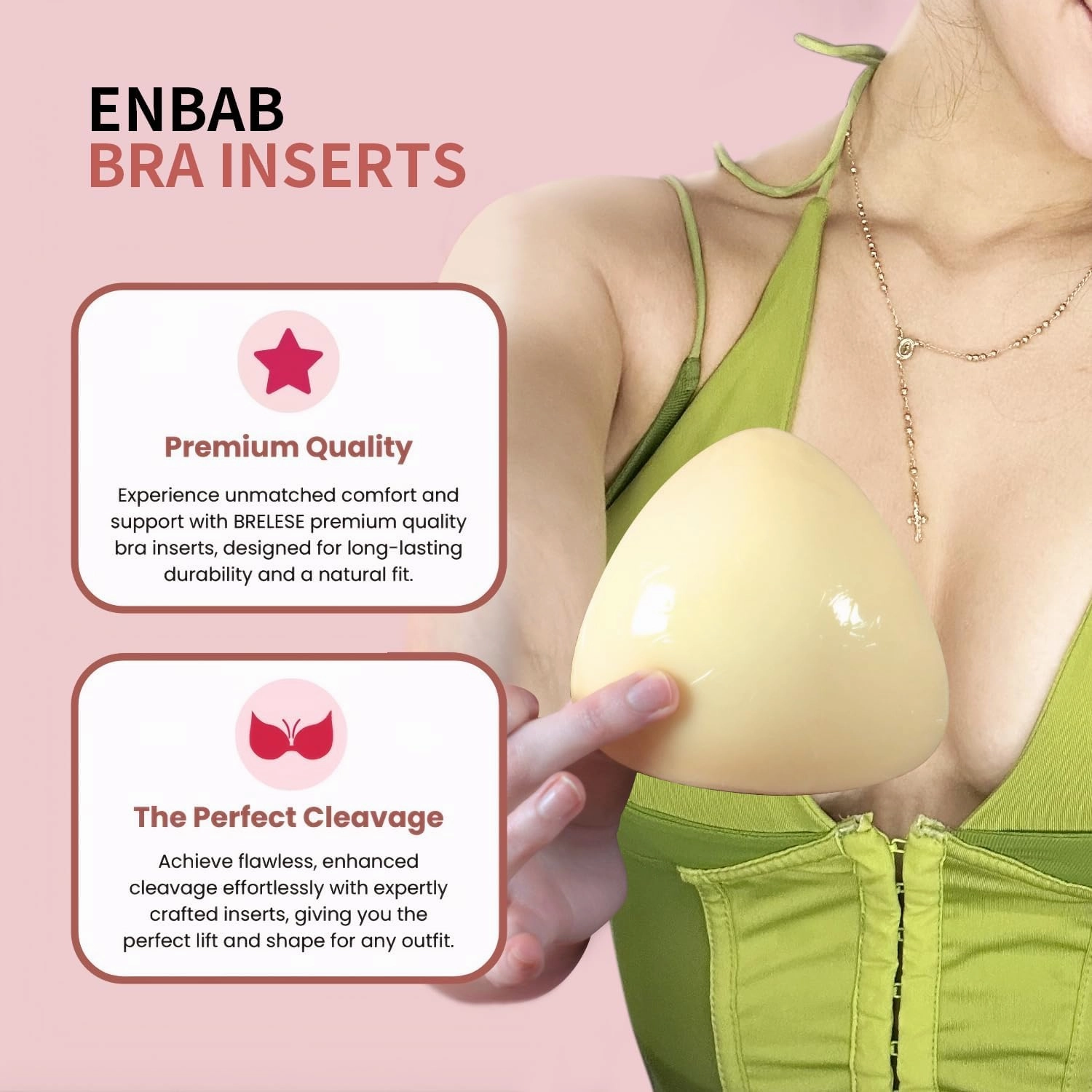 Sticky Push Up Bra Inserts 2 Pairs-Double Sided Sticky Waterproof Bra Pads for Volume
