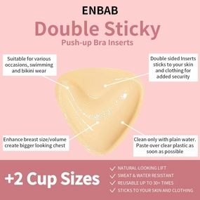 Sticky Push Up Bra Inserts 2 Pairs-Double Sided Sticky Waterproof Bra Pads for Volume