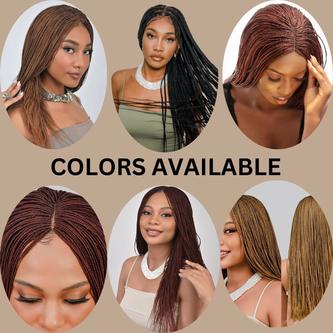 Store 12-Inch Micro Million Twist Braided Wig - Light, Soft Braid Wigs for Black Women with Glueless Front Lace Closure - No Tangle Synthetic Braids - Black