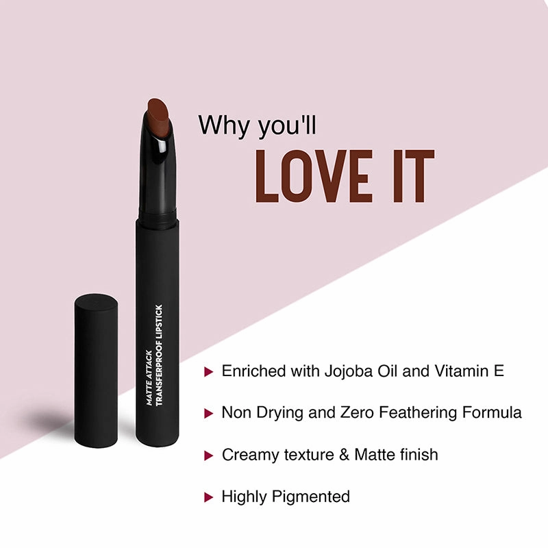 SUGAR Matte Attack Transferproof Lipstick - 05 Tan Halen (Chocolate Brown) (2g)