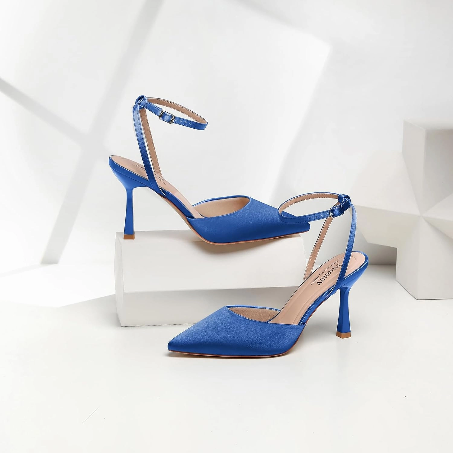 Susanny Heels for Women Stiletto Closed Pointed Toe Backless Dress Shoes High Heels Sexy Kitten Pumps Wedding Guest Party Dance Prom Dressy Comfort Shoes