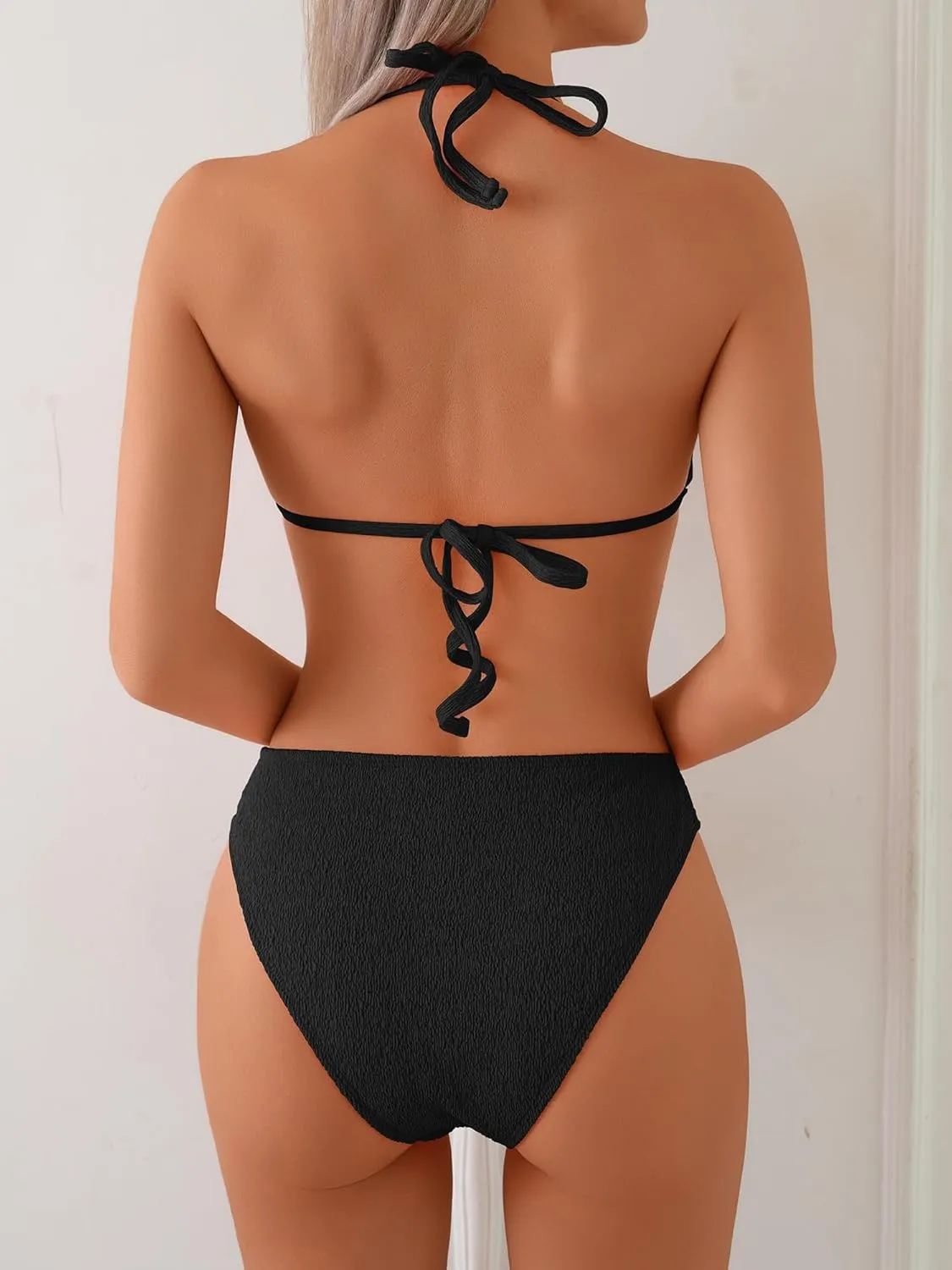 swimall Women's Triangle Bikini Set Cheeky High Cut Sexy Two Piece Swimsuit Cute Halter Bathing Suit