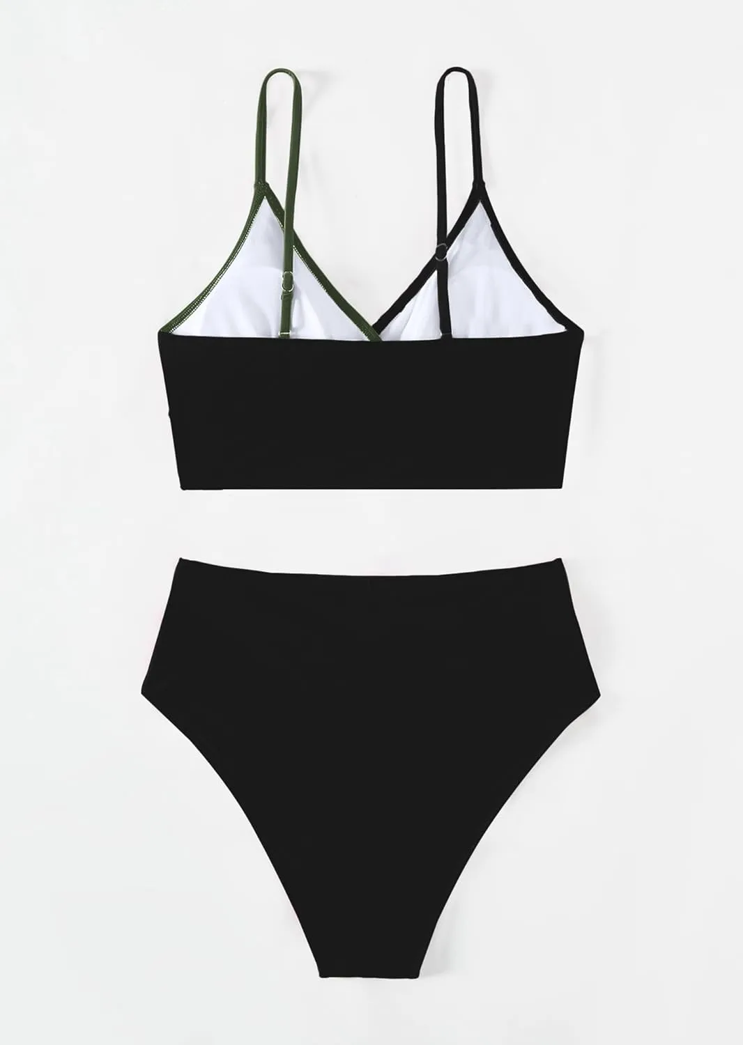 Tainehs Women's Bikini Sets Two Piece Swimsuit V Neck Twist Front V Cut Bottom Bathing Suit