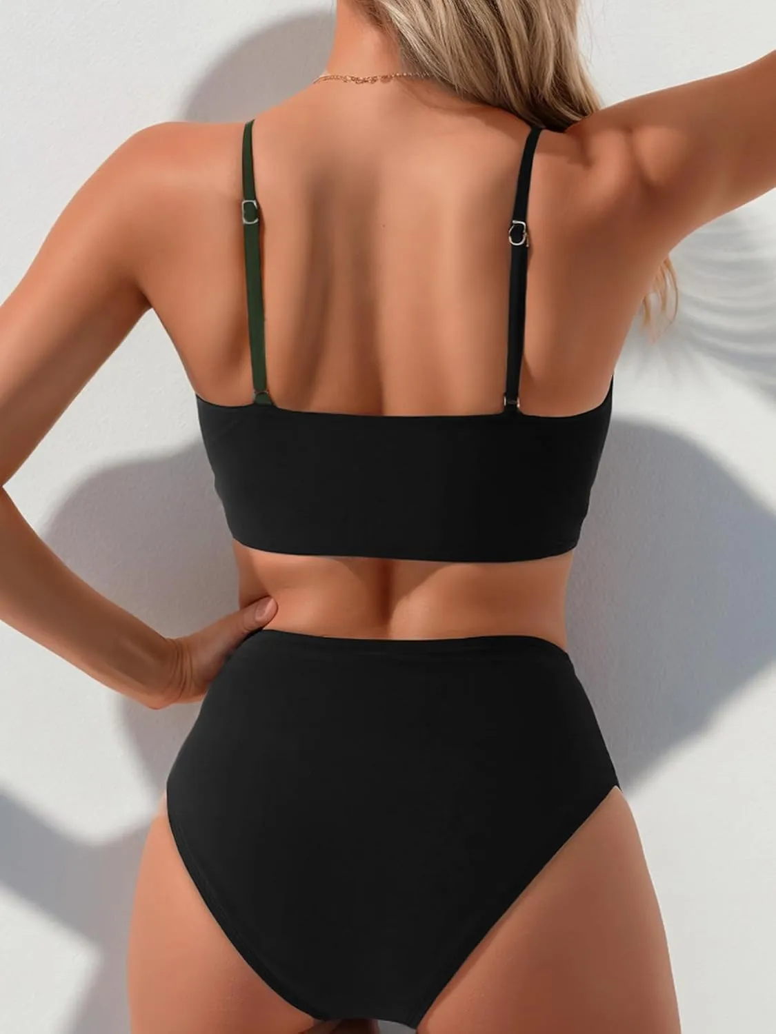 Tainehs Women's Bikini Sets Two Piece Swimsuit V Neck Twist Front V Cut Bottom Bathing Suit
