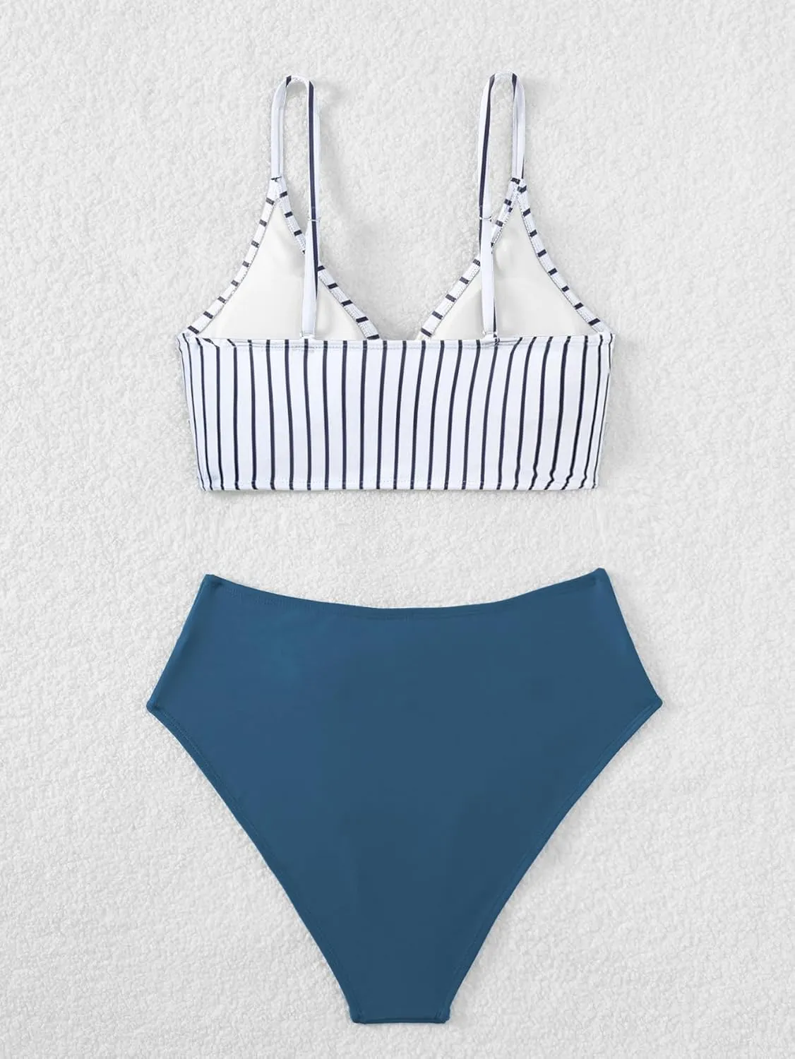 Tainehs Women's Bikini Sets Two Piece Swimsuit V Neck Twist Front V Cut Bottom Bathing Suit