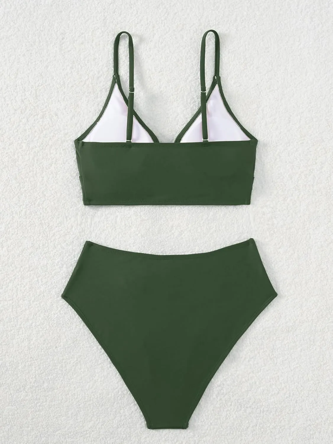 Tainehs Women's Bikini Sets Two Piece Swimsuit V Neck Twist Front V Cut Bottom Bathing Suit