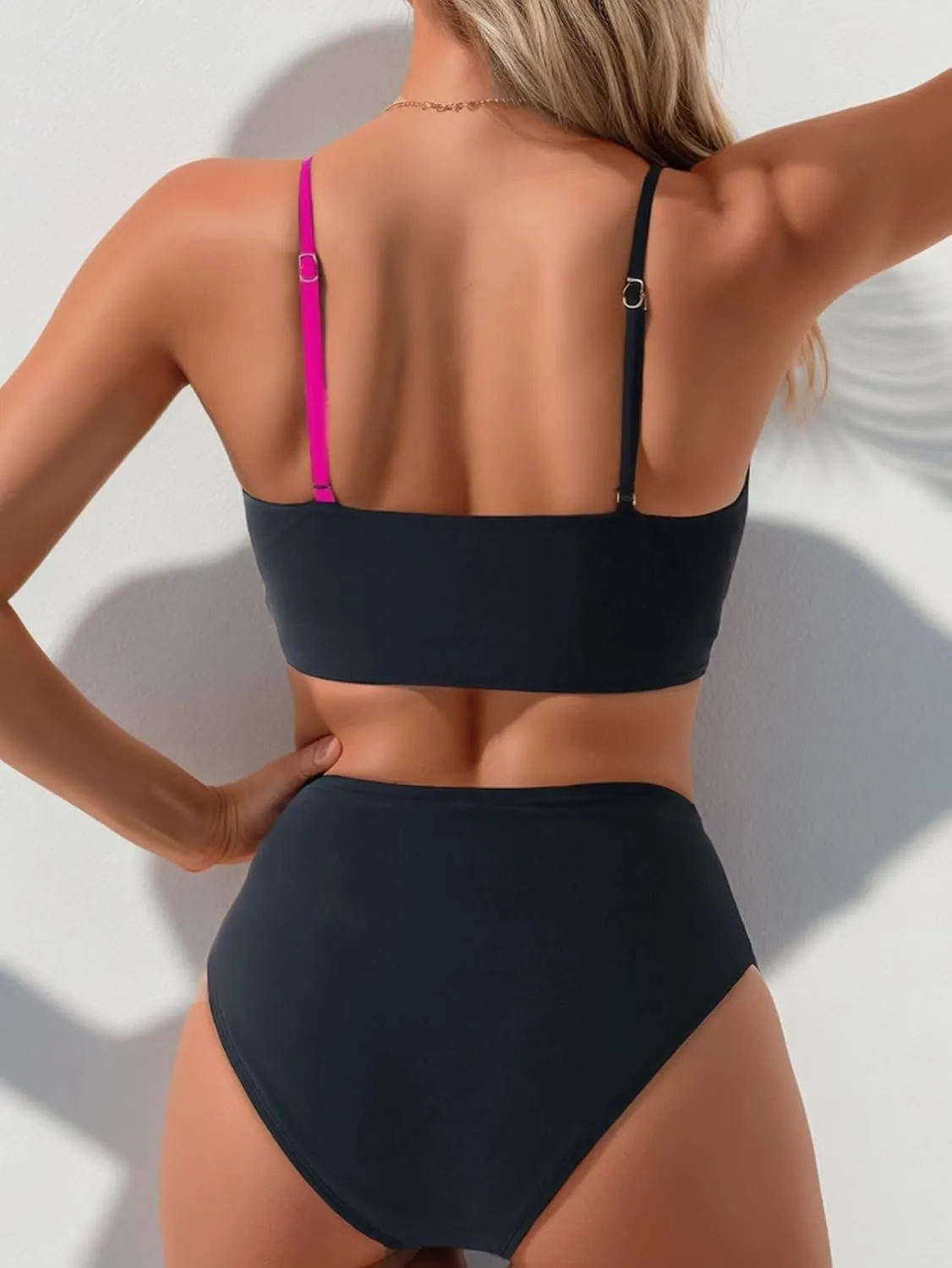 Tainehs Women's Bikini Sets Two Piece Swimsuit V Neck Twist Front V Cut Bottom Bathing Suit
