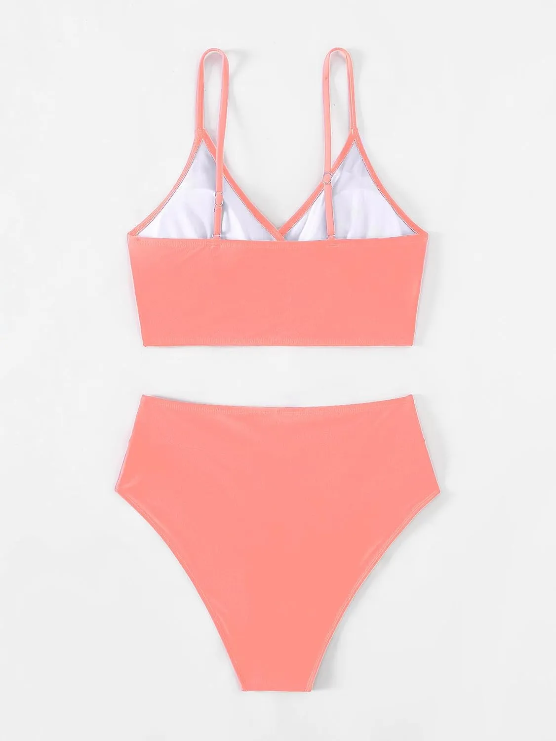 Tainehs Women's Bikini Sets Two Piece Swimsuit V Neck Twist Front V Cut Bottom Bathing Suit
