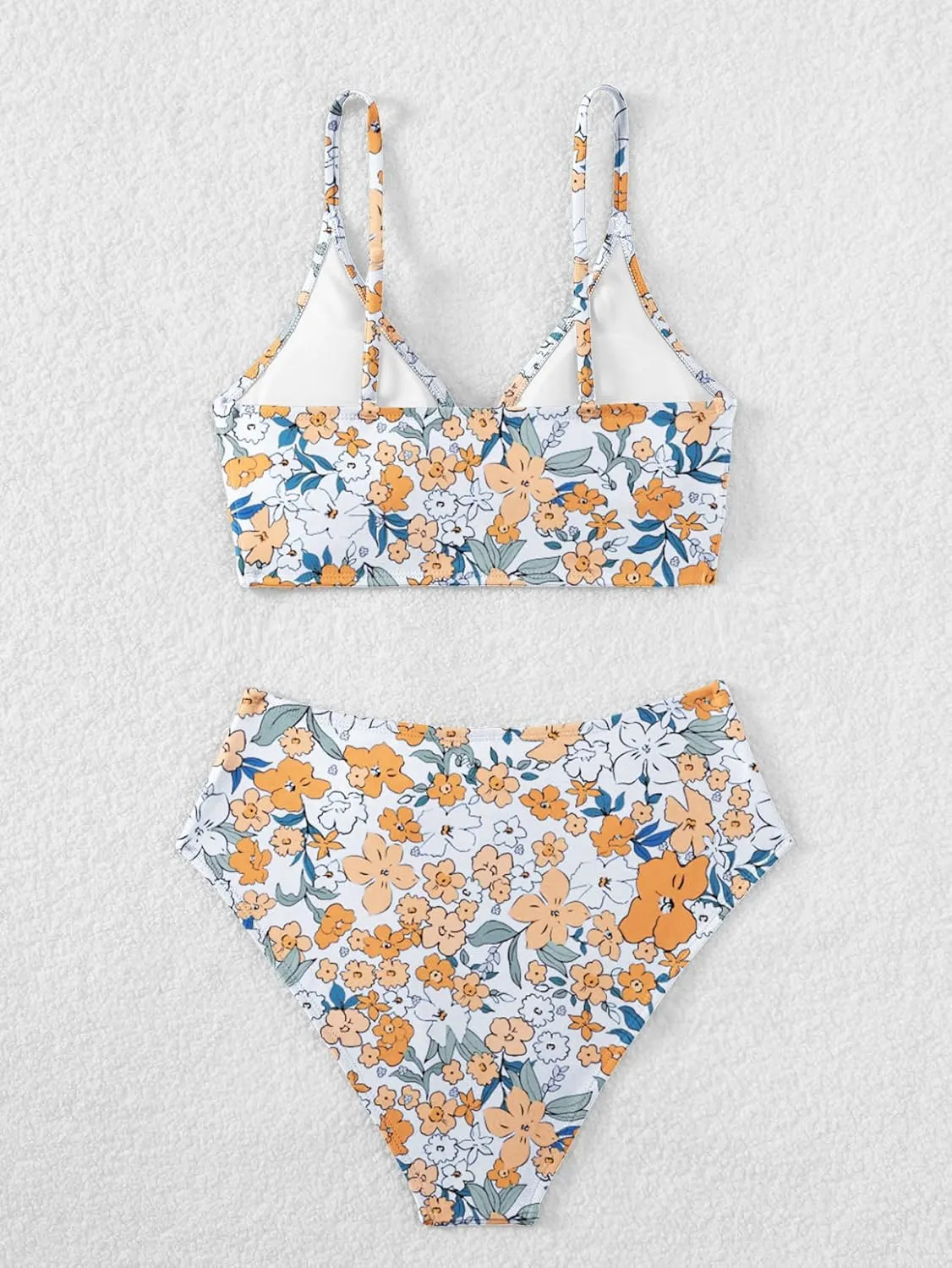 Tainehs Women's Bikini Sets Two Piece Swimsuit V Neck Twist Front V Cut Bottom Bathing Suit