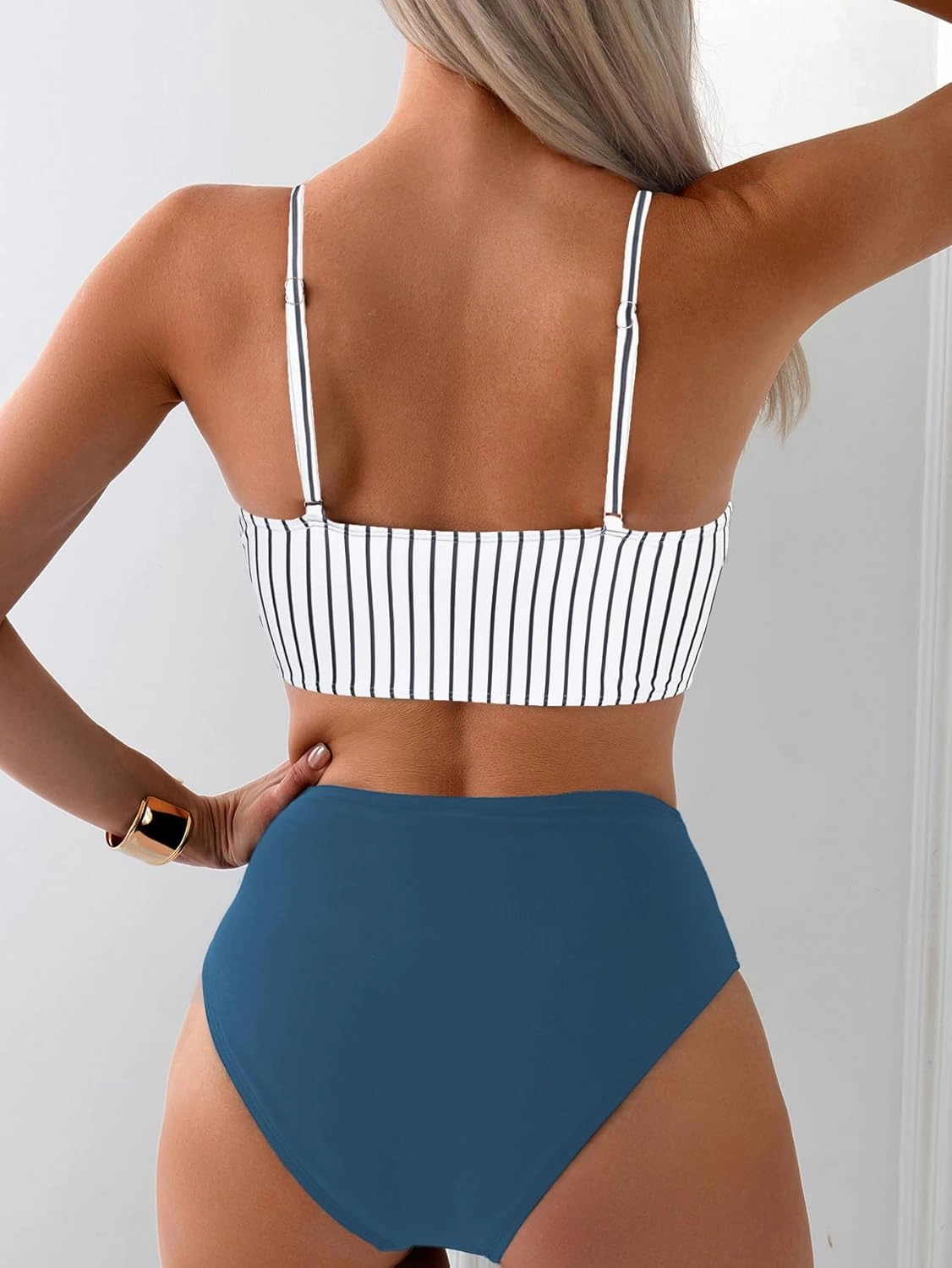 Tainehs Women's Bikini Sets Two Piece Swimsuit V Neck Twist Front V Cut Bottom Bathing Suit