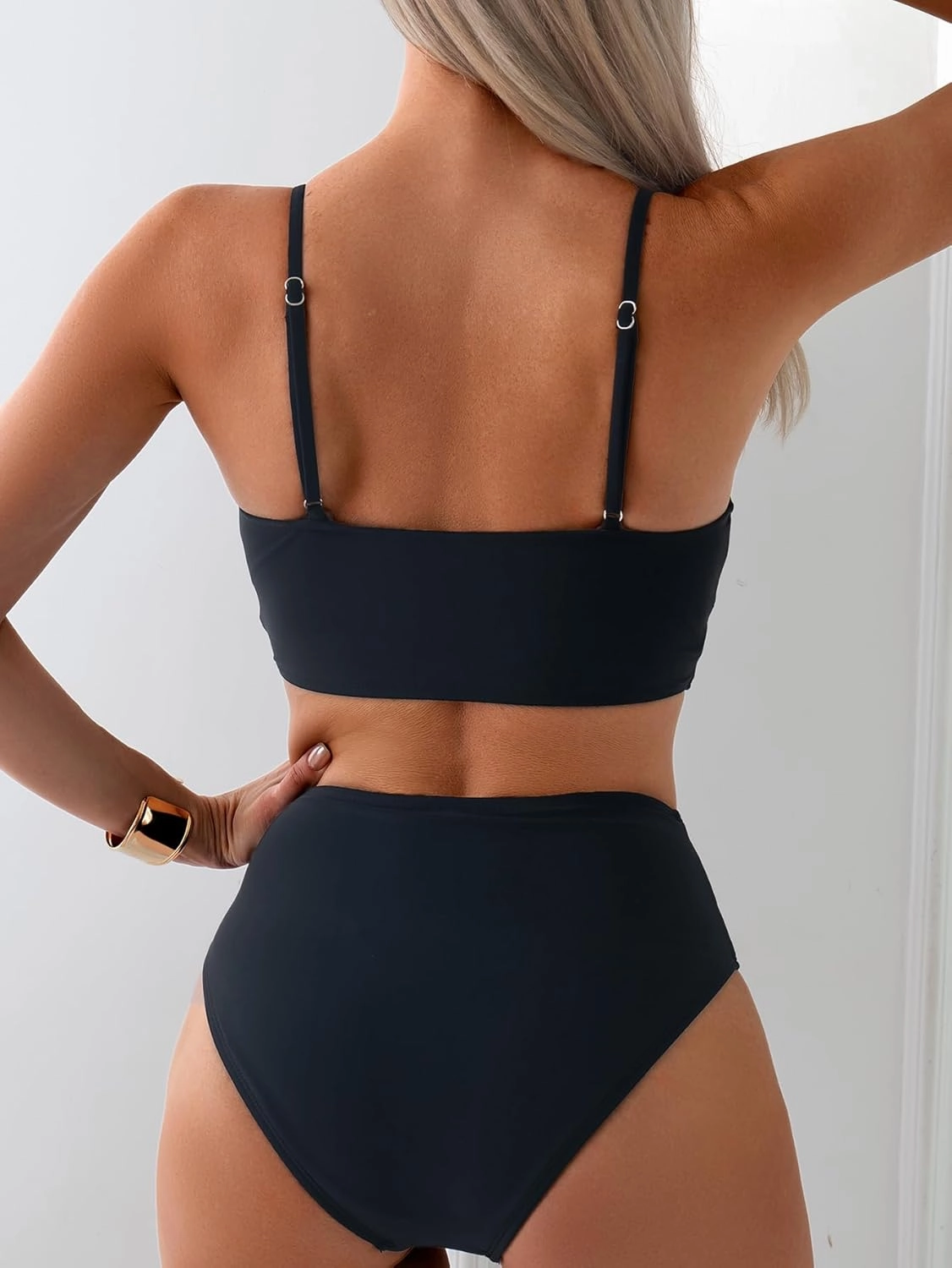 Tainehs Women's Bikini Sets Two Piece Swimsuit V Neck Twist Front V Cut Bottom Bathing Suit