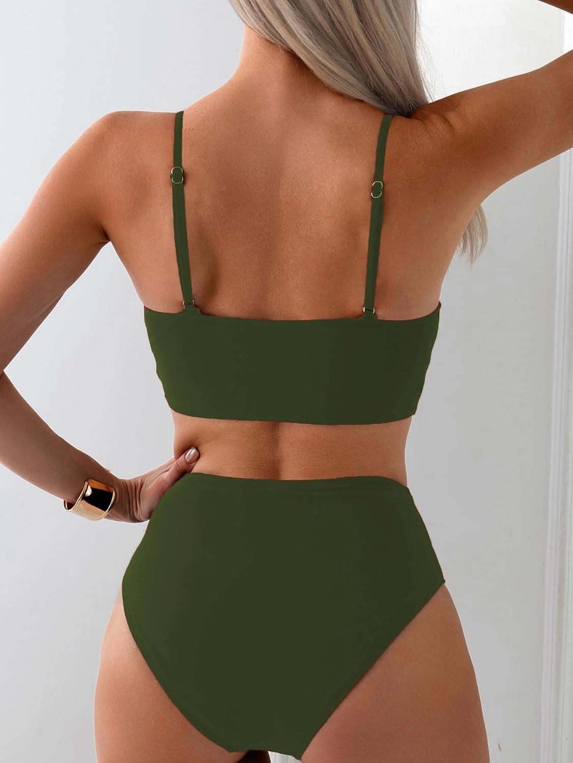 Tainehs Women's Bikini Sets Two Piece Swimsuit V Neck Twist Front V Cut Bottom Bathing Suit