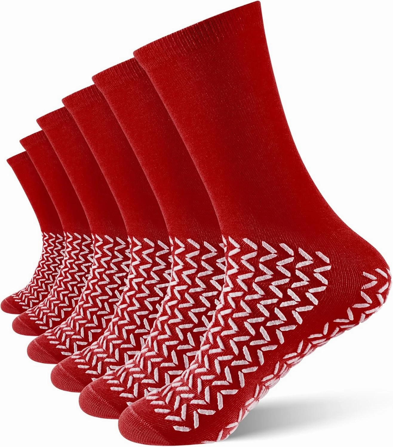 Taiyin 6 Pair Double Sided Tread Non Slip Socks Hospital Socks Slip Stopping Safety Fall Prevention for Bariatric