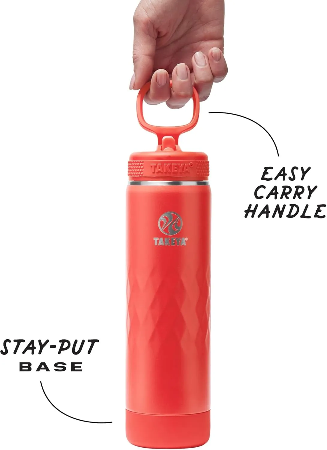Takeya Sport 22 oz Triple-Insulated Stainless Steel Water Bottle, Straw Lid – Leakproof, Sweatproof, BPA-Free, Keeps Drinks Cold 36 Hrs, Hot 14 Hrs – Crimson