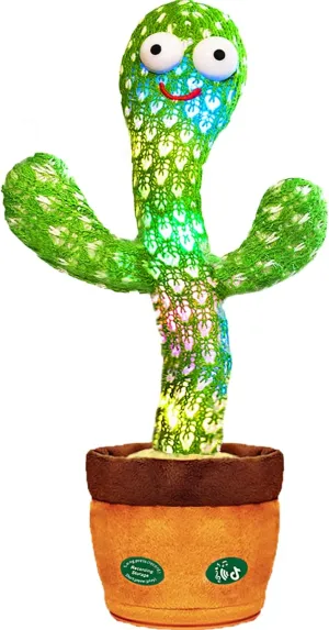 Talking Cactus Toy with LED English Songs, Singing Cactus Dancing Musical Tummy Time Toys Baby Mimicking Repeats What You Say (Audio Recording & Retelling) Boys Girls Interactive Easter Toys