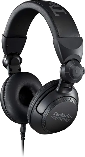 Technics Professional DJ Headphones with 40mm CCAW Voice Coil Drivers, 270° Swivel Housing and Locking Detachable Cord; Lightweight, Foldable High Input - EAH-DJ1200 (Black)