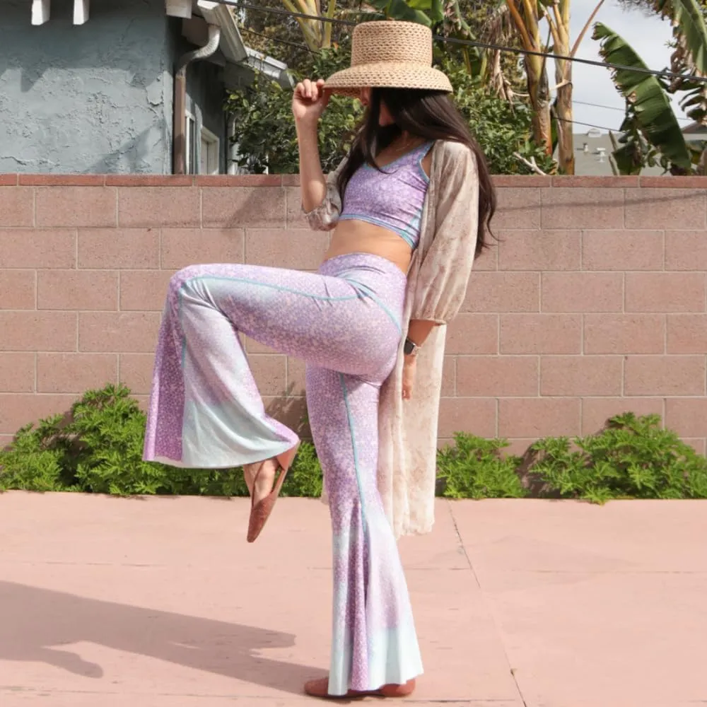 teeki Crop Bell Bottom Pant for Women High-Waist Stretchy Flare Bell Bottoms Premium Athletic Pants Retro 70s